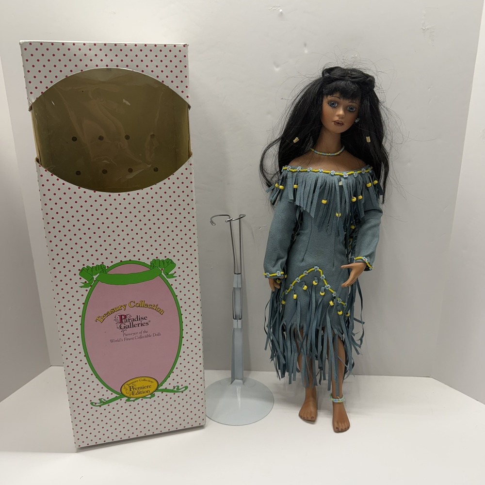 Vintage Paradise Galleries Earth Song Native American Porcelain Doll 18" w/Box